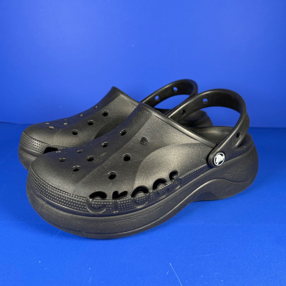 Crocs Baya Platform‎ Clog Sandals Black Womens Size 9 206750-001